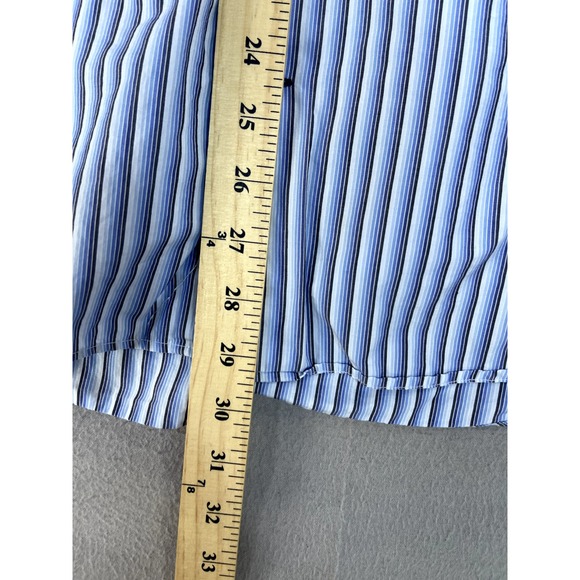 Banana Republic Shirt Mens‎ Large 16 16 1/2 Blue Striped Casual Long Sleeve - Picture 7 of 13